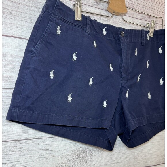 Polo Ralph Lauren  Shorts Chino Flat Front Pony Logo Navy Blue Size  12 - Picture 4 of 8